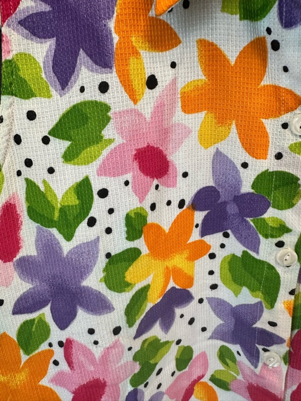 Vintage Colorful 100% Cotton Multicolor Floral Plus SIze Button-Up Top sz 18/20 - Picture 5 of 10